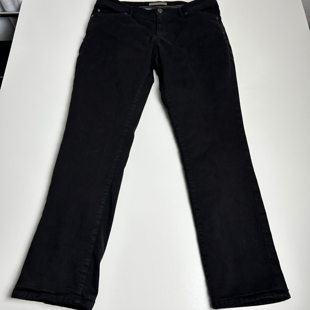 LL Bean Flannel Lined Jeans Womens 12 Reg Black Straight Leg Plaid Lined Pants